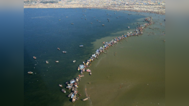 Pilgrims at Sangam during Magh Mela